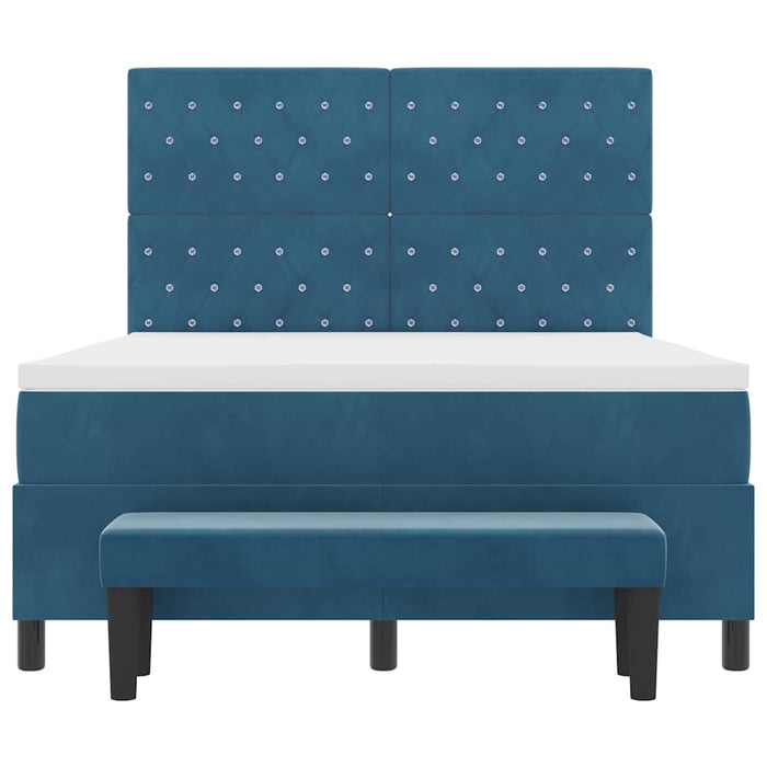 Pat cu arcuri cu headboard Albastru închis 200 x 160 cm Catifea - WALTI WALTI