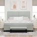 Pat cu arcuri cu headboard Gri deschis 200 x 180 cm Catifea - WALTI WALTI