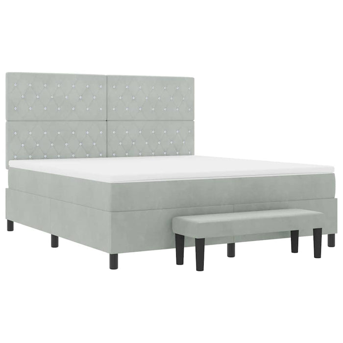 Pat cu arcuri cu headboard Gri deschis 200 x 180 cm Catifea - WALTI WALTI