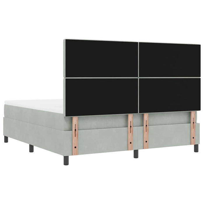 Pat cu arcuri cu headboard Gri deschis 200 x 180 cm Catifea - WALTI WALTI