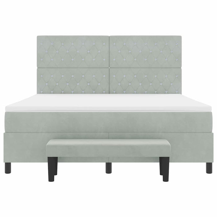 Pat cu arcuri cu headboard Gri deschis 200 x 180 cm Catifea - WALTI WALTI