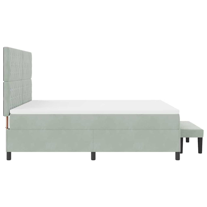 Pat cu arcuri cu headboard Gri deschis 200 x 180 cm Catifea - WALTI WALTI