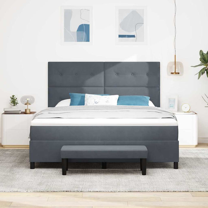 Pat cu arcuri cu headboard Gri închis 200 x 180 cm Catifea WALTI