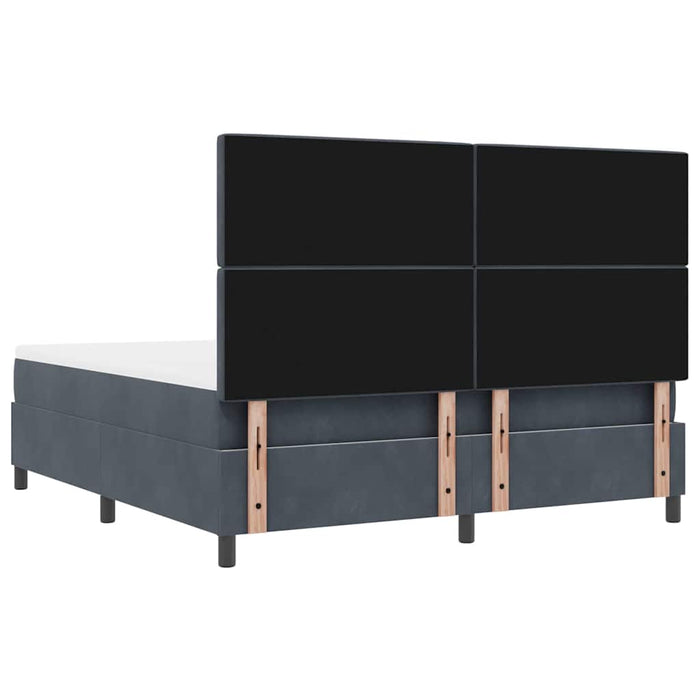 Pat cu arcuri cu headboard Gri închis 200 x 180 cm Catifea WALTI