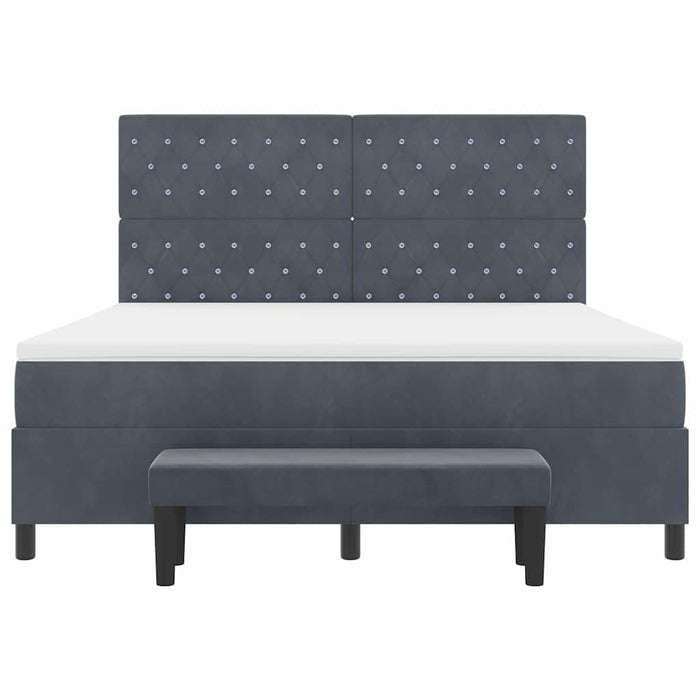 Pat cu arcuri cu headboard Gri închis 200 x 180 cm Catifea WALTI