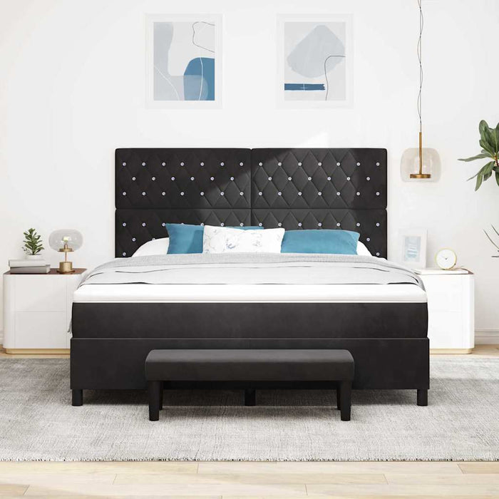 Pat cu arcuri cu headboard Negru 200 x 180 cm Catifea - WALTI WALTI