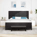 Pat cu arcuri cu headboard Negru 200 x 180 cm Catifea - WALTI WALTI