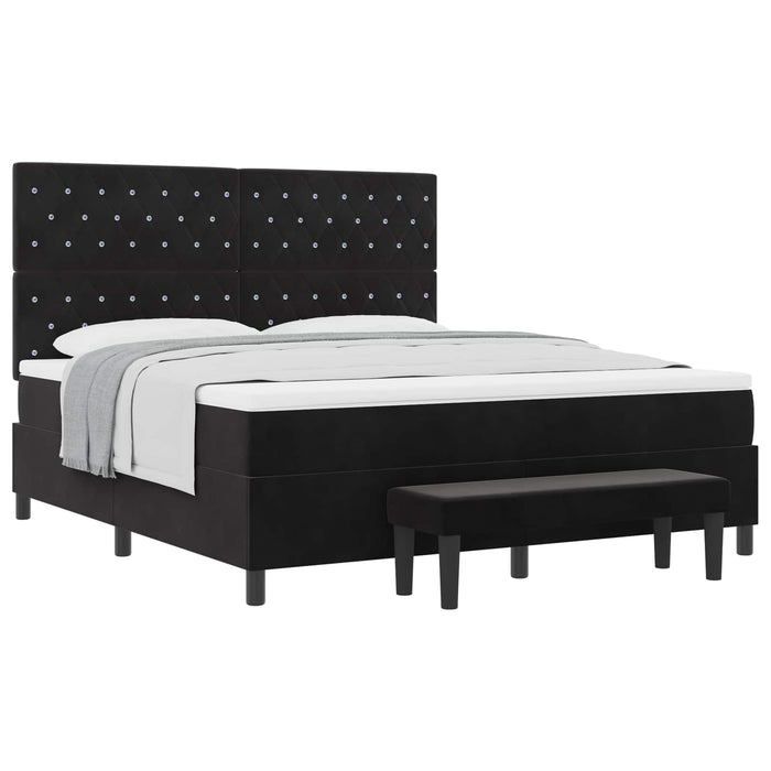 Pat cu arcuri cu headboard Negru 200 x 180 cm Catifea - WALTI WALTI