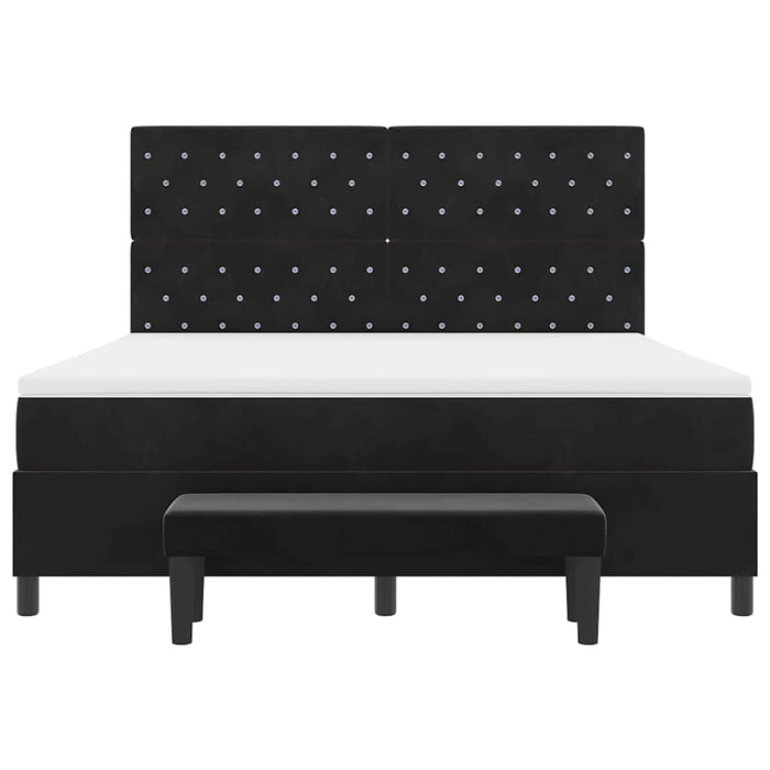 Pat cu arcuri cu headboard Negru 200 x 180 cm Catifea - WALTI WALTI