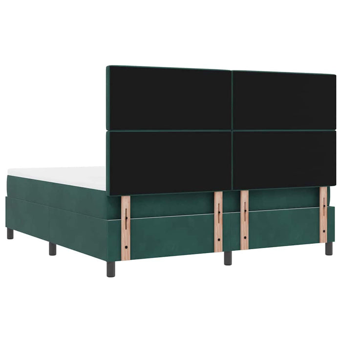 Pat cu arcuri cu headboard Verde închis 200 x 180 cm Catifea - WALTI WALTI