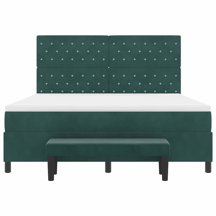 Pat cu arcuri cu headboard Verde închis 200 x 180 cm Catifea - WALTI WALTI