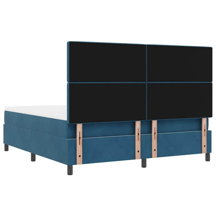 Pat cu arcuri cu headboard Albastru închis 200 x 180 cm Catifea WALTI