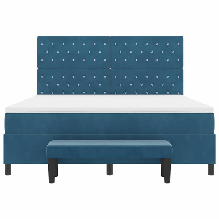 Pat cu arcuri cu headboard Albastru închis 200 x 180 cm Catifea WALTI