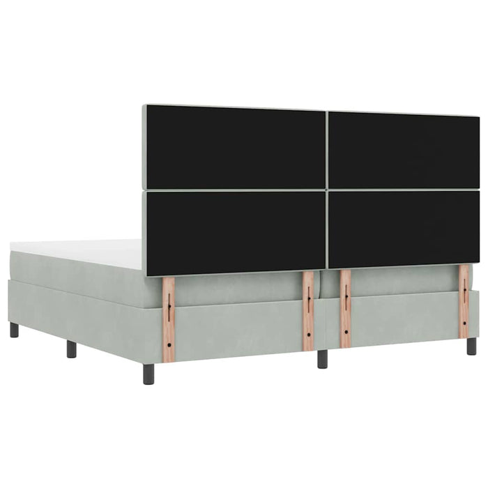 Pat cu arcuri cu saltea Gri deschis 200 x 200 cm Catifea - WALTI WALTI