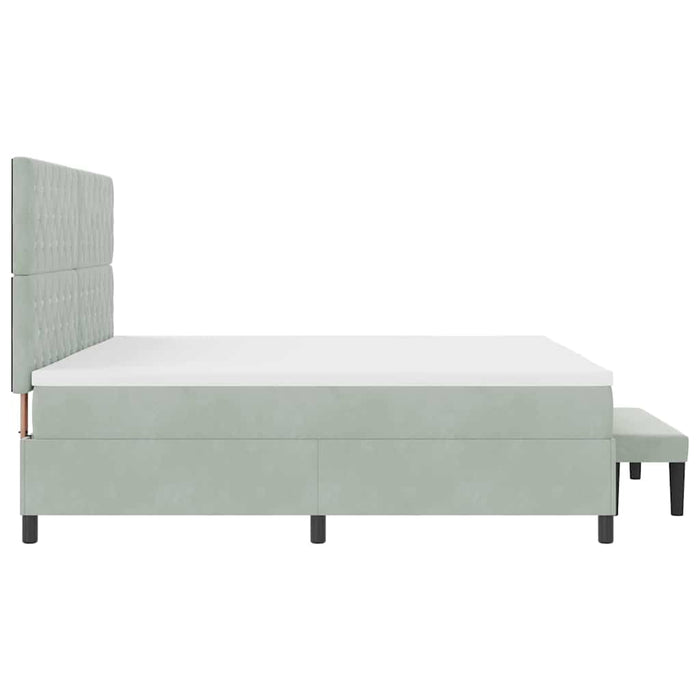 Pat cu arcuri cu saltea Gri deschis 200 x 200 cm Catifea - WALTI WALTI
