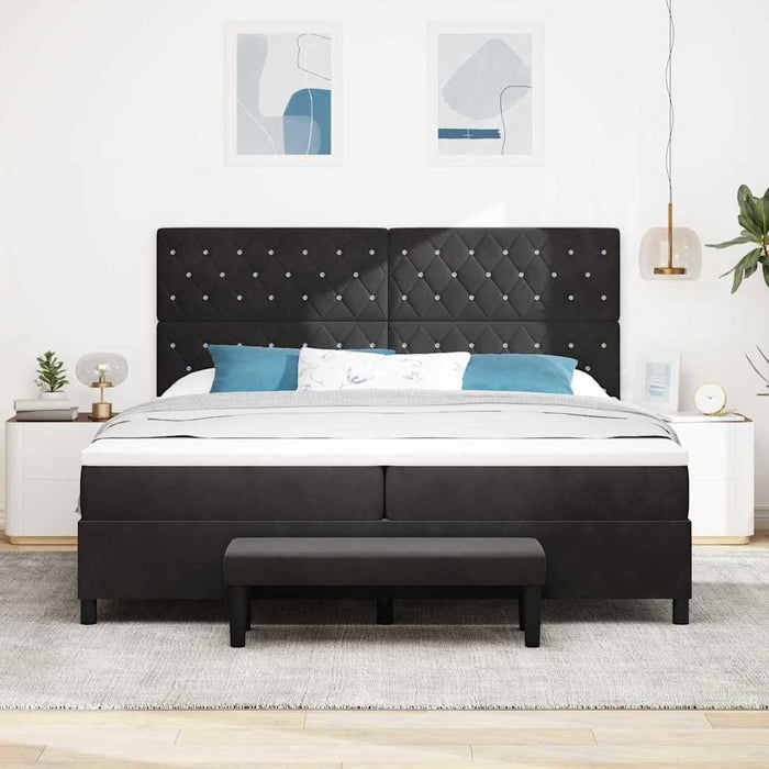 Pat cu arcuri cu saltea cu headboard Negru 200 x 200 cm Catifea - WALTI WALTI