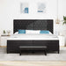 Pat cu arcuri cu saltea cu headboard Negru 200 x 200 cm Catifea - WALTI WALTI