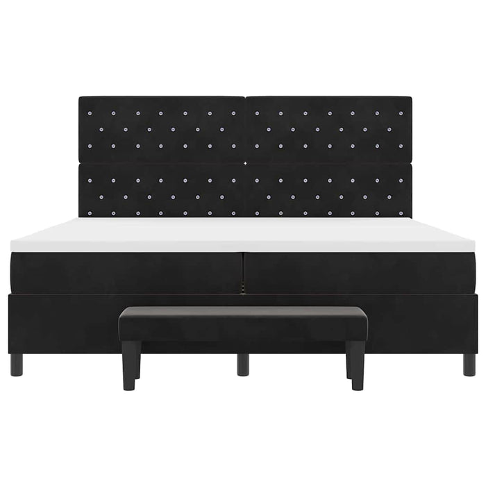 Pat cu arcuri cu saltea cu headboard Negru 200 x 200 cm Catifea - WALTI WALTI