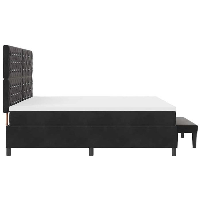 Pat cu arcuri cu saltea cu headboard Negru 200 x 200 cm Catifea - WALTI WALTI