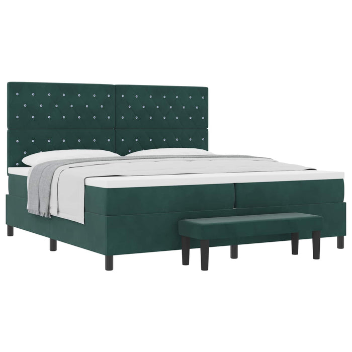 Pat cu arcuri cu saltea Verde închis 200 x 200 cm Catifea - WALTI WALTI