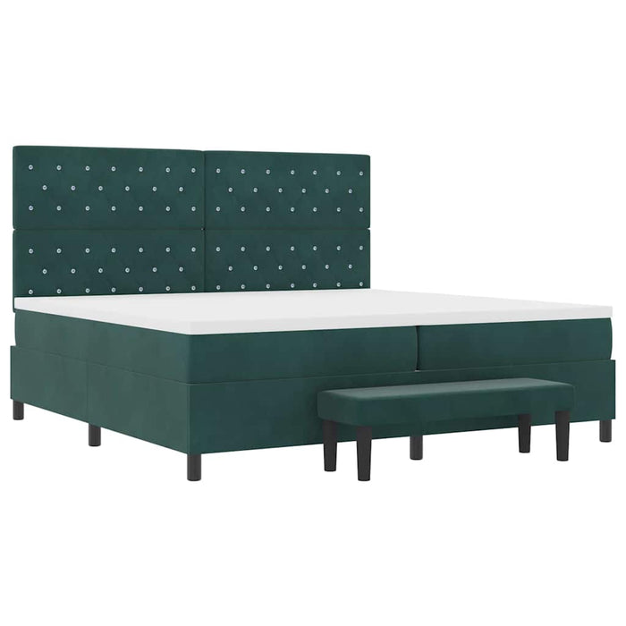 Pat cu arcuri cu saltea Verde închis 200 x 200 cm Catifea - WALTI WALTI