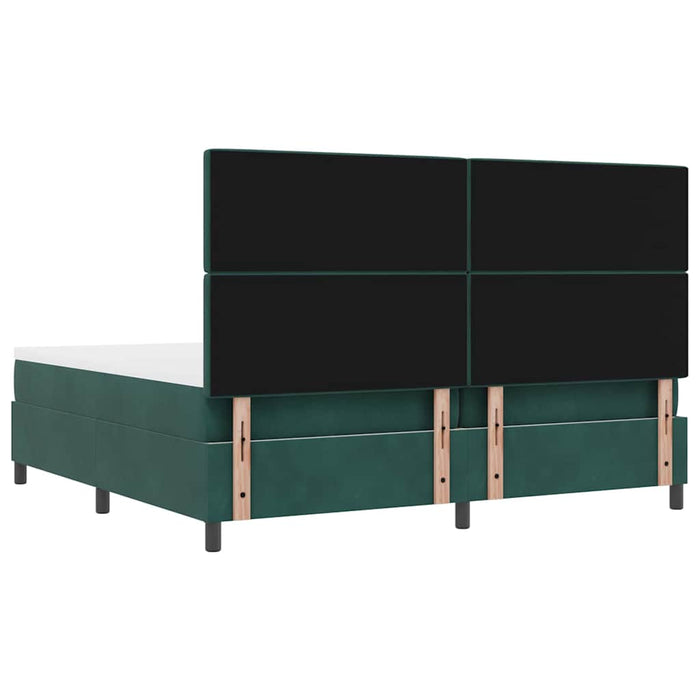 Pat cu arcuri cu saltea Verde închis 200 x 200 cm Catifea - WALTI WALTI