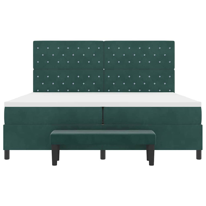 Pat cu arcuri cu saltea Verde închis 200 x 200 cm Catifea - WALTI WALTI
