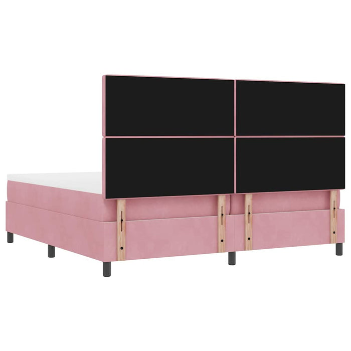 Pat cu arcuri cu saltea cu headboard Roz 200 x 200 cm Catifea WALTI