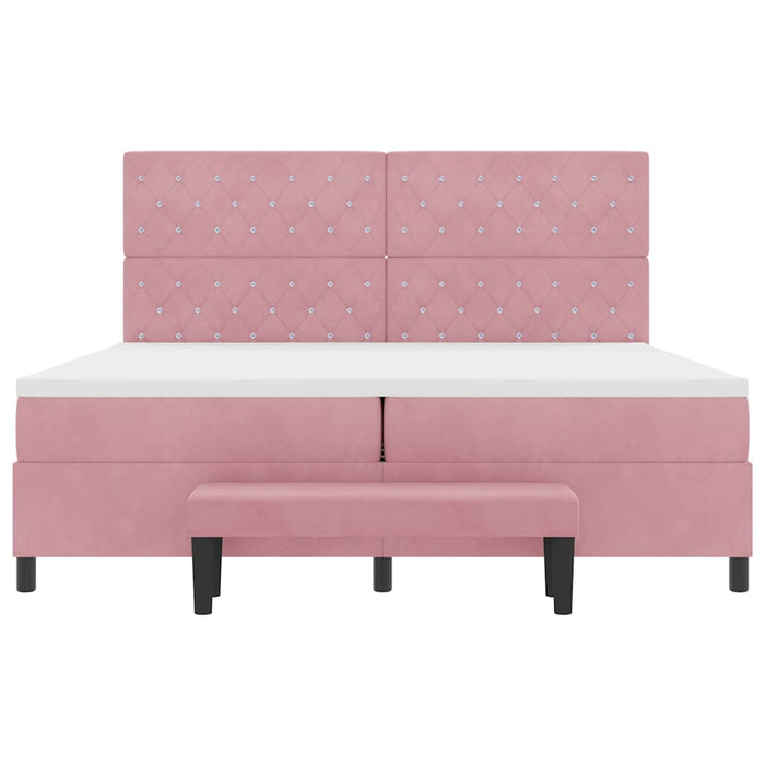 Pat cu arcuri cu saltea cu headboard Roz 200 x 200 cm Catifea WALTI