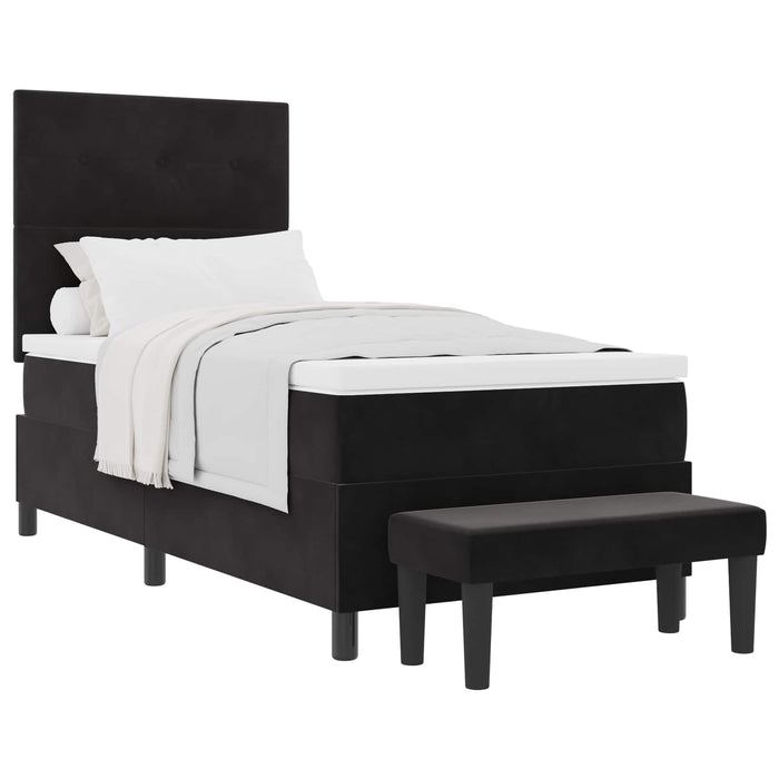 Pat cu arcuri cu saltea cu headboard Negru 80 x 200 cm Catifea - WALTI WALTI