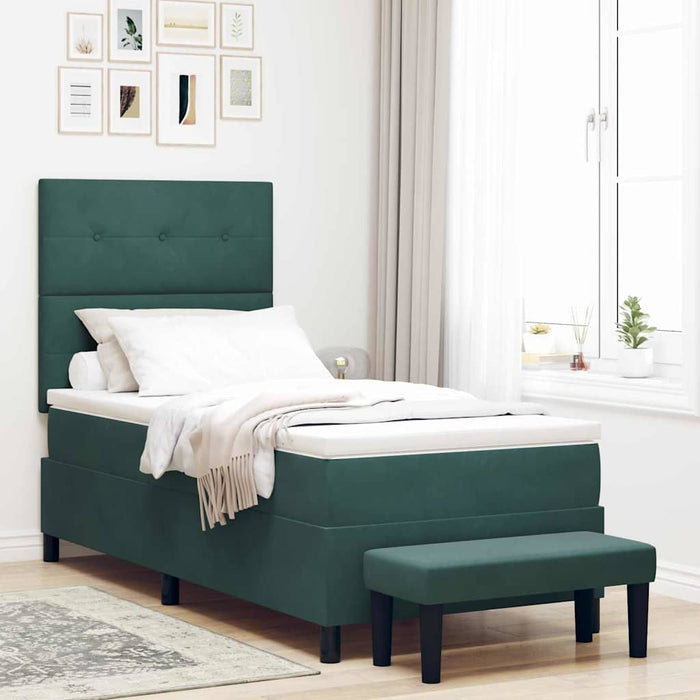 Pat cu arcuri cu pernă Verde închis 200 x 80 cm Catifea - WALTI WALTI