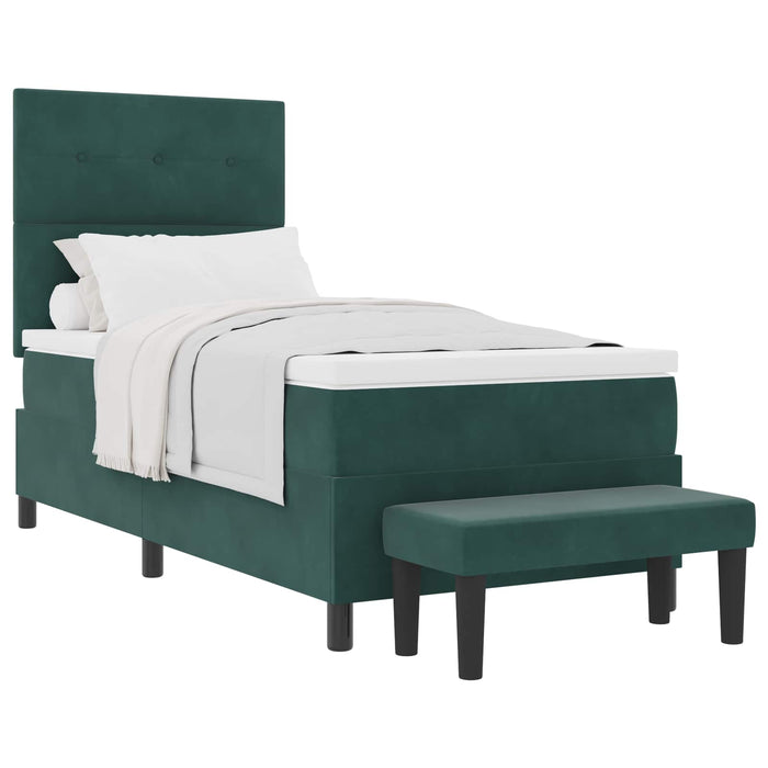 Pat cu arcuri cu pernă Verde închis 200 x 80 cm Catifea - WALTI WALTI