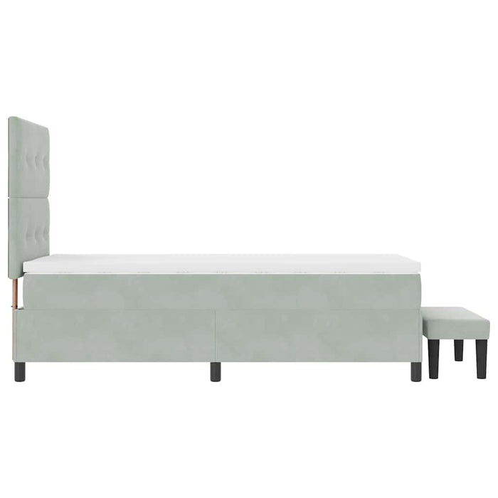 Pat cu arcuri cu saltea Gri deschis 90 x 190 cm Catifea - WALTI WALTI