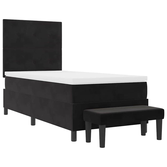 Pat cu arcuri cu saltea cu headboard Negru 90 x 190 cm Catifea - WALTI WALTI