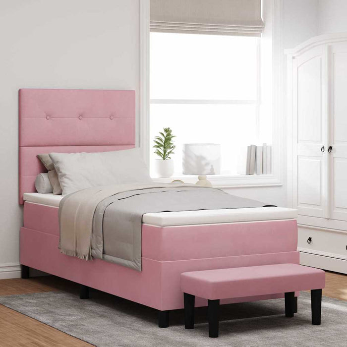Pat cu arcuri cu pernă cu headboard Roz 190 x 90 cm Catifea - WALTI WALTI