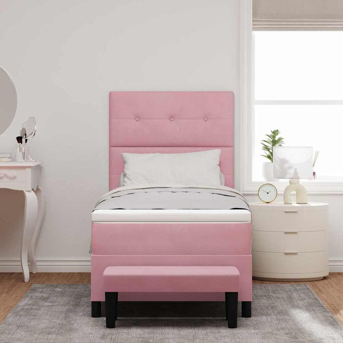 Pat cu arcuri cu pernă cu headboard Roz 190 x 90 cm Catifea - WALTI WALTI