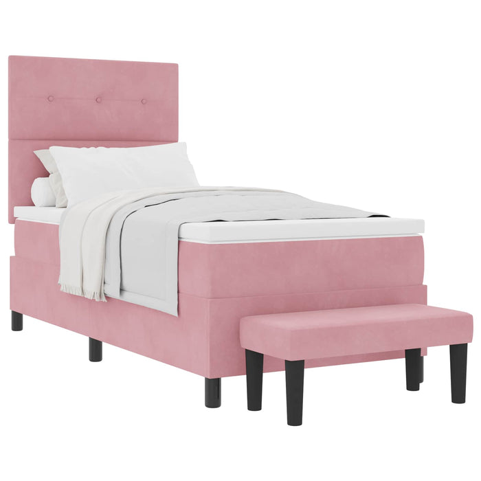 Pat cu arcuri cu pernă cu headboard Roz 190 x 90 cm Catifea - WALTI WALTI