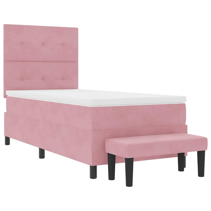 Pat cu arcuri cu pernă cu headboard Roz 190 x 90 cm Catifea - WALTI WALTI