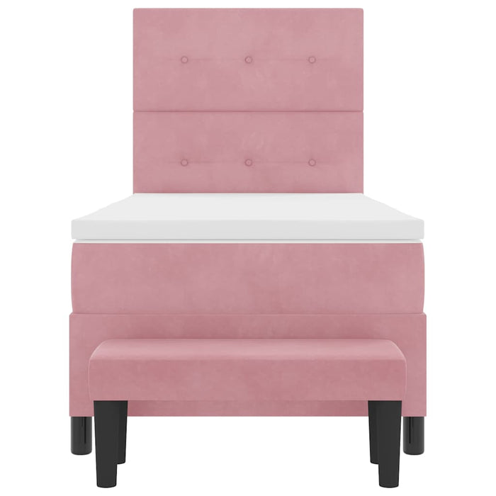 Pat cu arcuri cu pernă cu headboard Roz 190 x 90 cm Catifea - WALTI WALTI