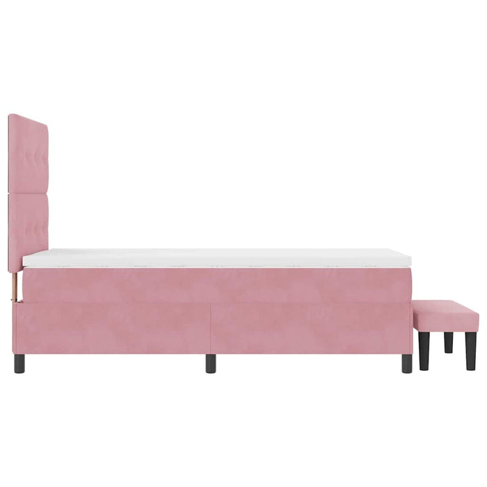 Pat cu arcuri cu pernă cu headboard Roz 190 x 90 cm Catifea - WALTI WALTI