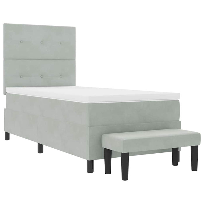 Pat cu arcuri cu saltea Gri deschis 90 x 200 cm Catifea - WALTI WALTI