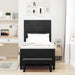 Pat cu arcuri cu saltea cu headboard Negru 90 x 200 cm Catifea - WALTI WALTI