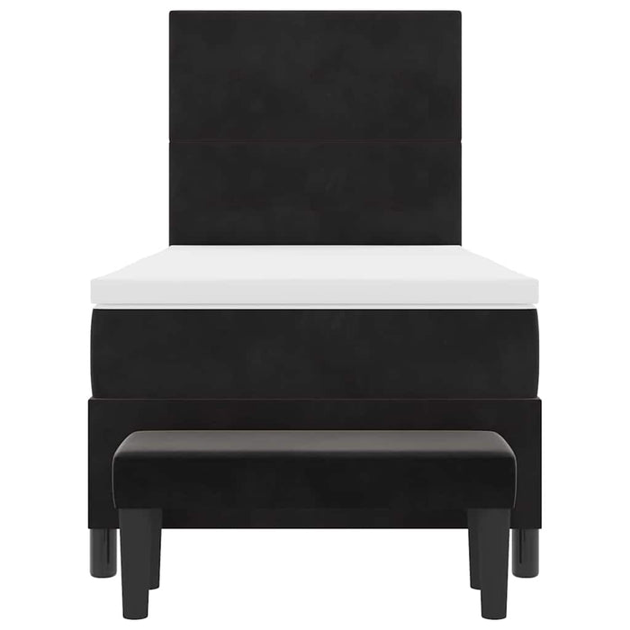 Pat cu arcuri cu saltea cu headboard Negru 90 x 200 cm Catifea - WALTI WALTI