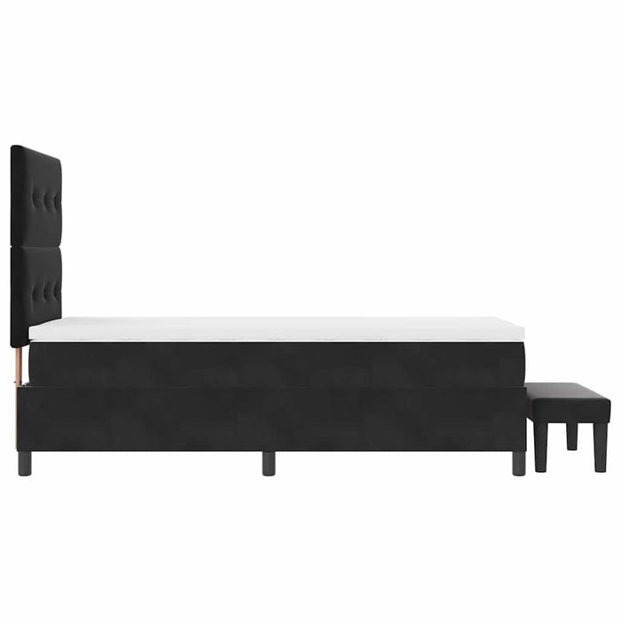 Pat cu arcuri cu saltea cu headboard Negru 90 x 200 cm Catifea - WALTI WALTI