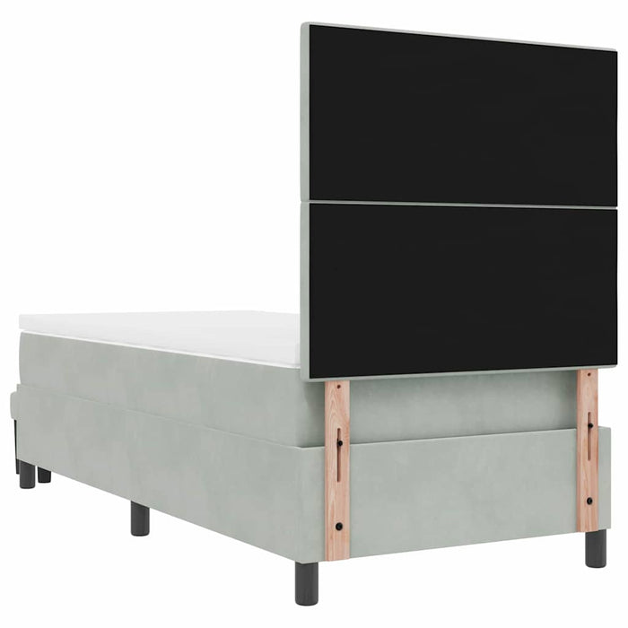 Pat cu arcuri cu saltea Gri deschis 100 x 200 cm Catifea - WALTI WALTI