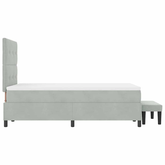 Pat cu arcuri cu saltea Gri deschis 120 x 190 cm Catifea - WALTI WALTI