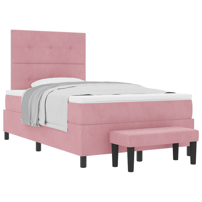 Pat cu arcuri cu saltea cu headboard Roz 120 x 190 cm Catifea - WALTI WALTI