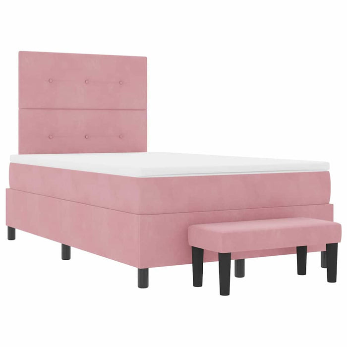 Pat cu arcuri cu saltea cu headboard Roz 120 x 190 cm Catifea - WALTI WALTI