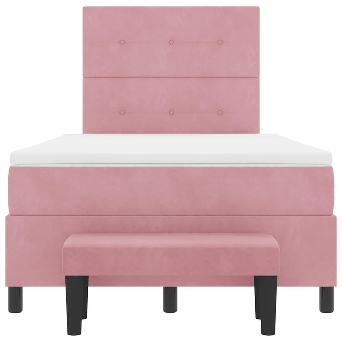 Pat cu arcuri cu saltea cu headboard Roz 120 x 190 cm Catifea - WALTI WALTI