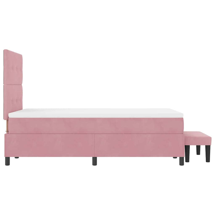 Pat cu arcuri cu saltea cu headboard Roz 120 x 190 cm Catifea - WALTI WALTI